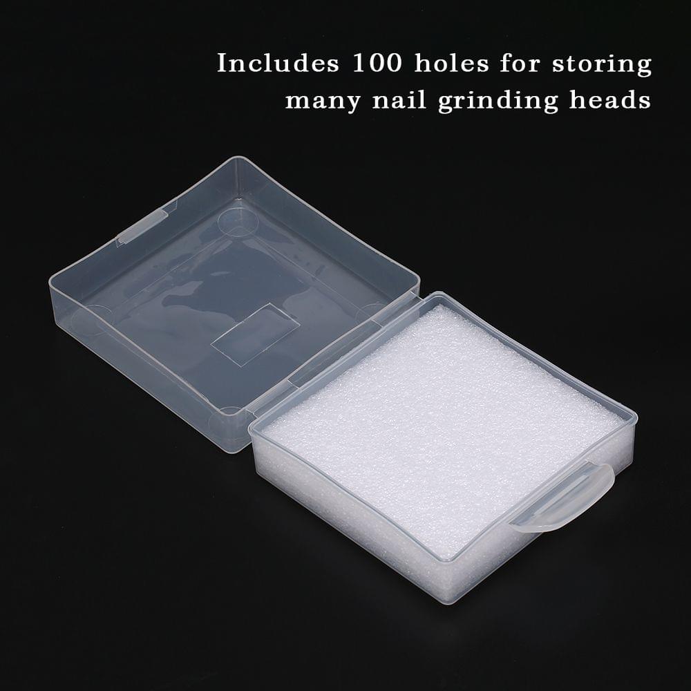 100-hole Grinding Head Storag Box Nail Drill Bits Holder for
