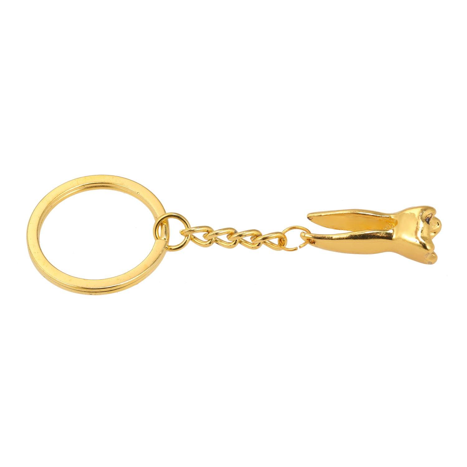Gold Tooth-shaped Key Chain Dental Theme Stainless Steel Key