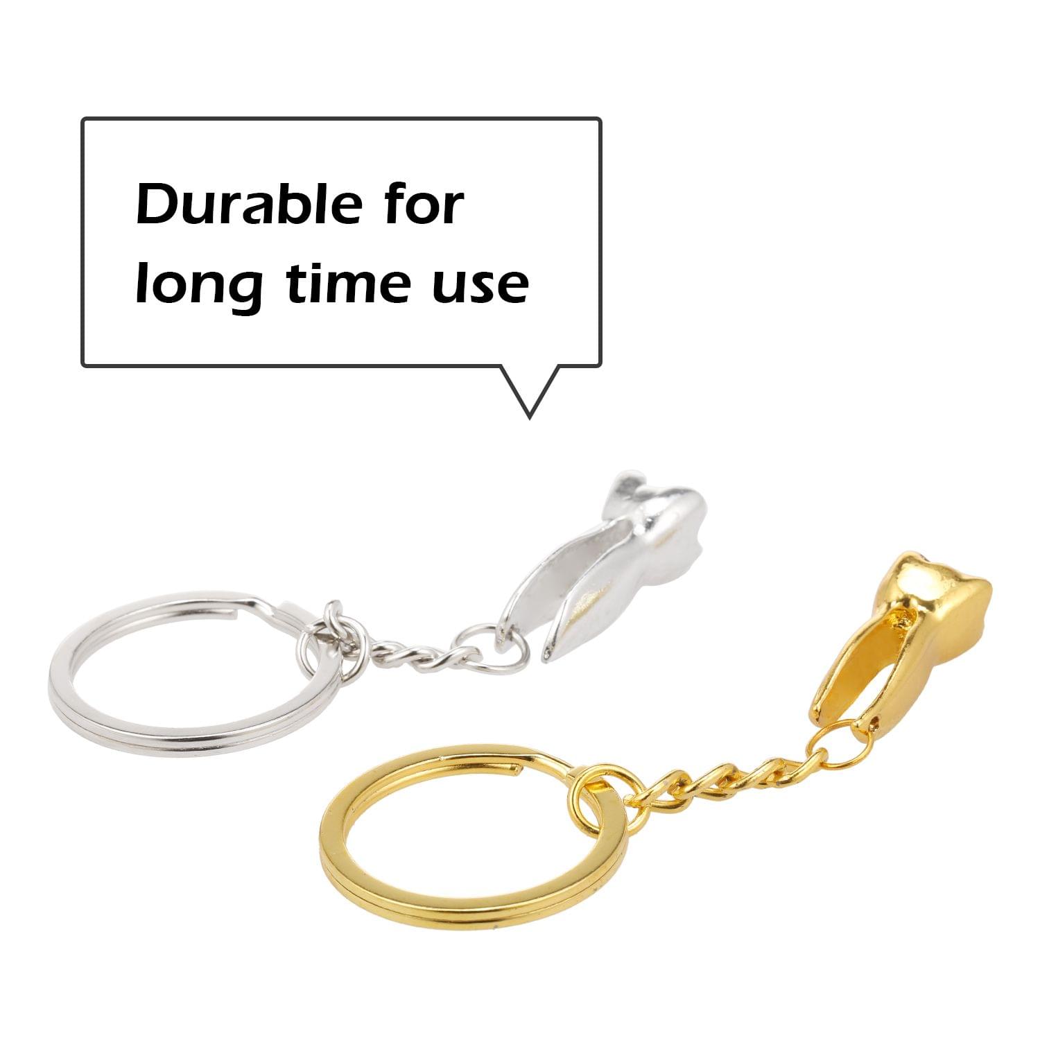 Gold Tooth-shaped Key Chain Dental Theme Stainless Steel Key
