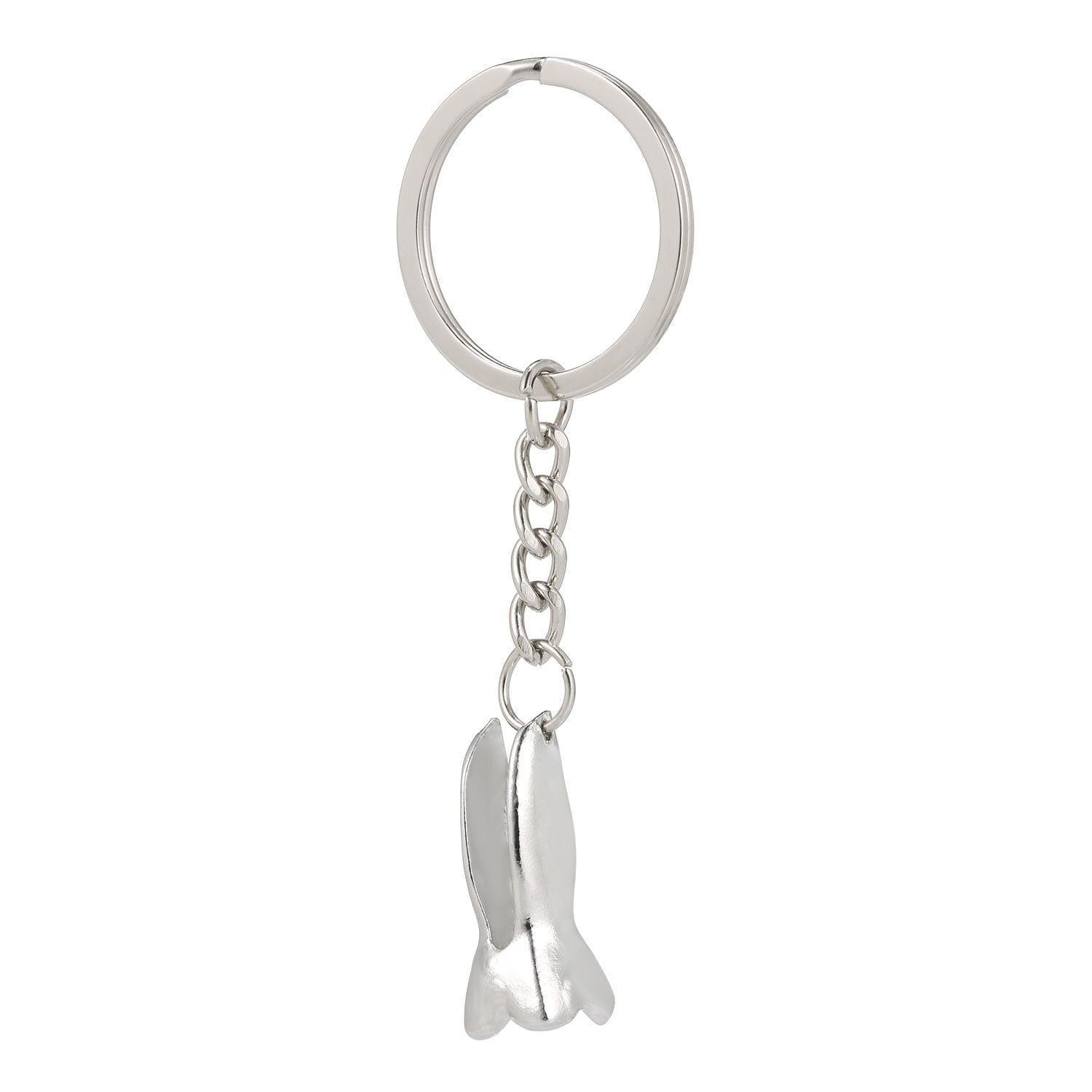 Silver Tooth-shaped Key Chain Dental Theme Stainless Steel