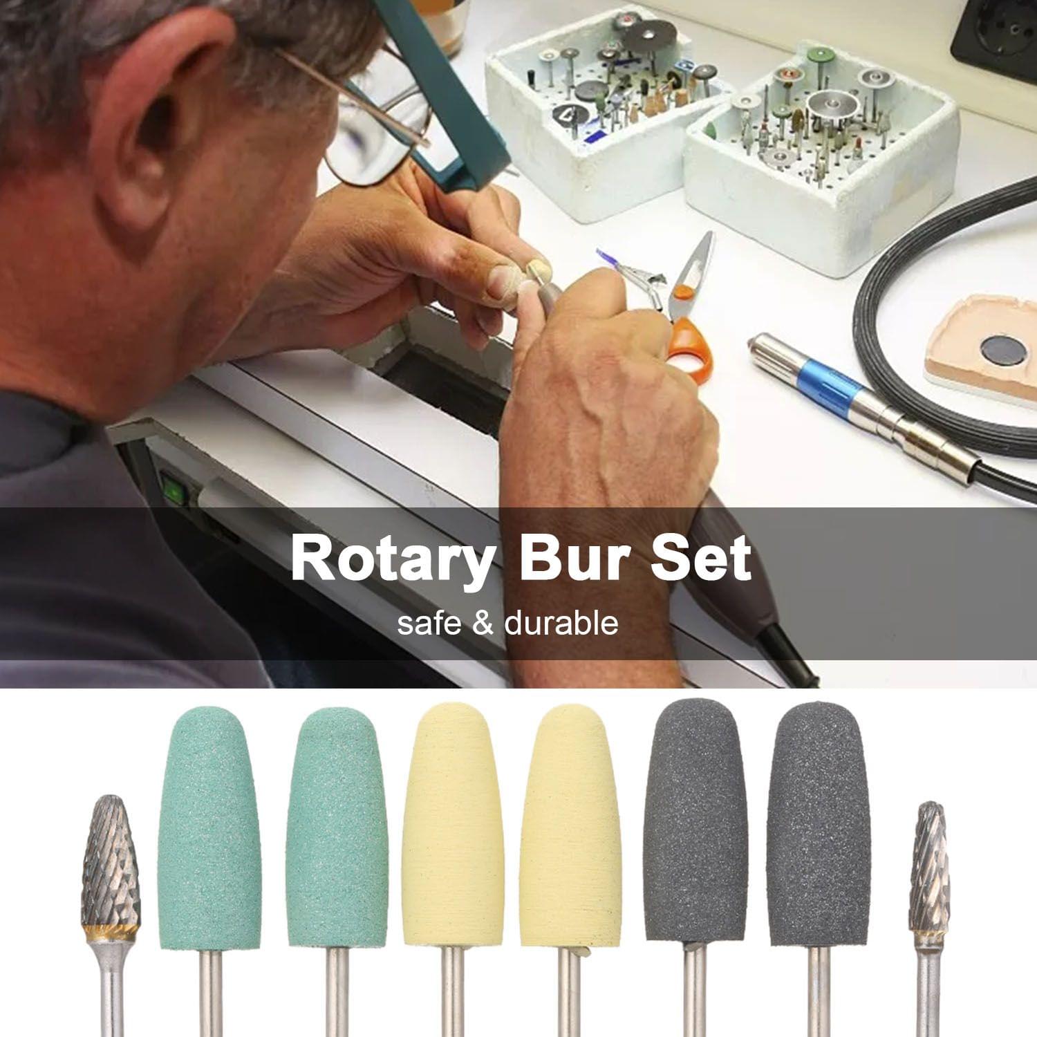 Rotary Bur Set 6pcs Silicone Drill Bits & 2pcs Tungsten