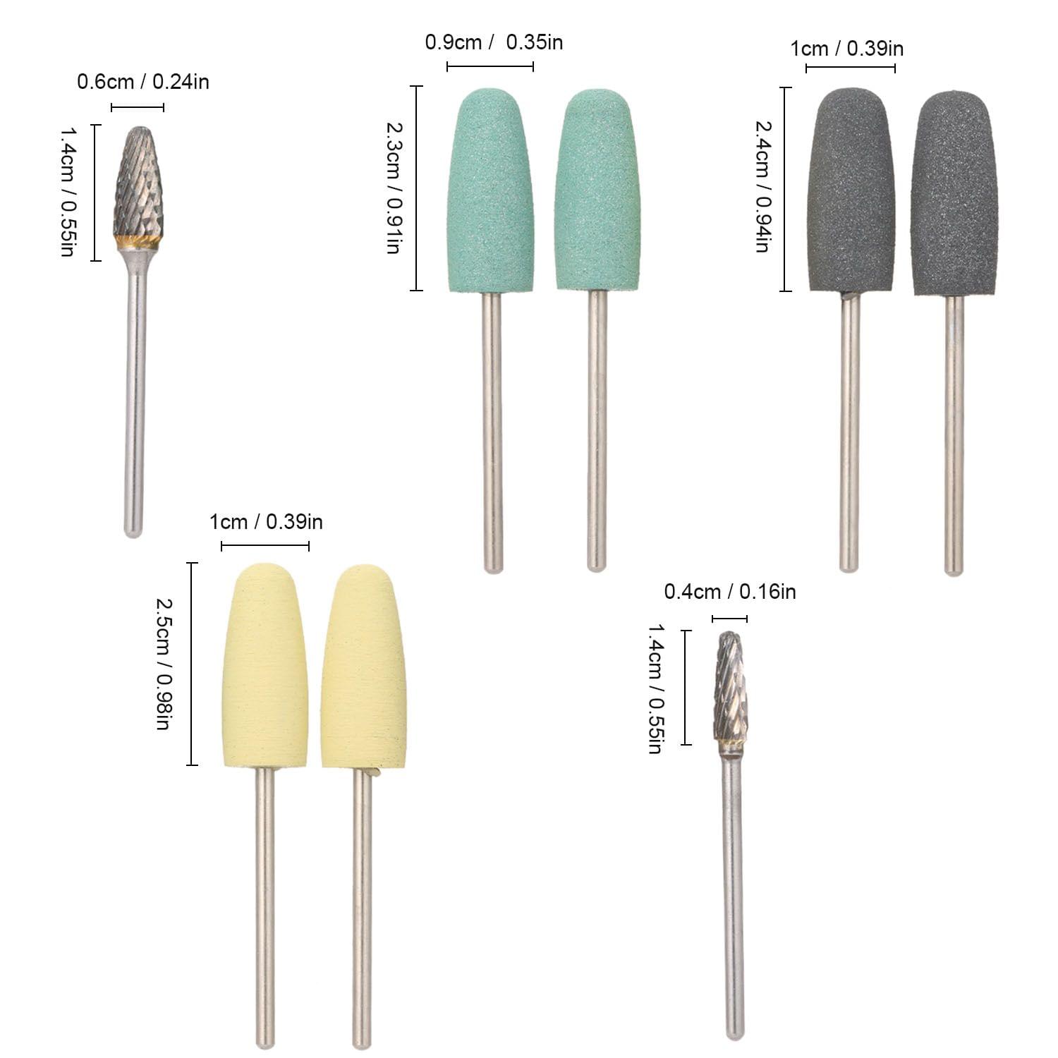 Rotary Bur Set 6pcs Silicone Drill Bits & 2pcs Tungsten