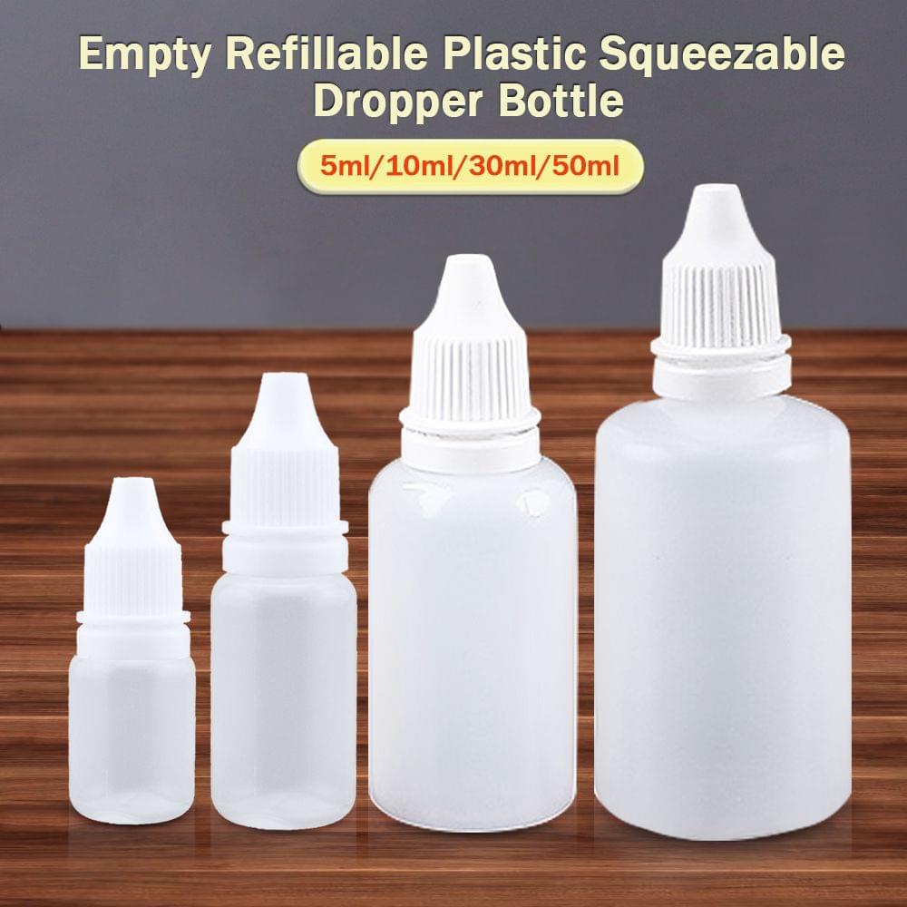 10Pcs 30ml Empty Refillable Plastic Squeezable Dropper - 30ml