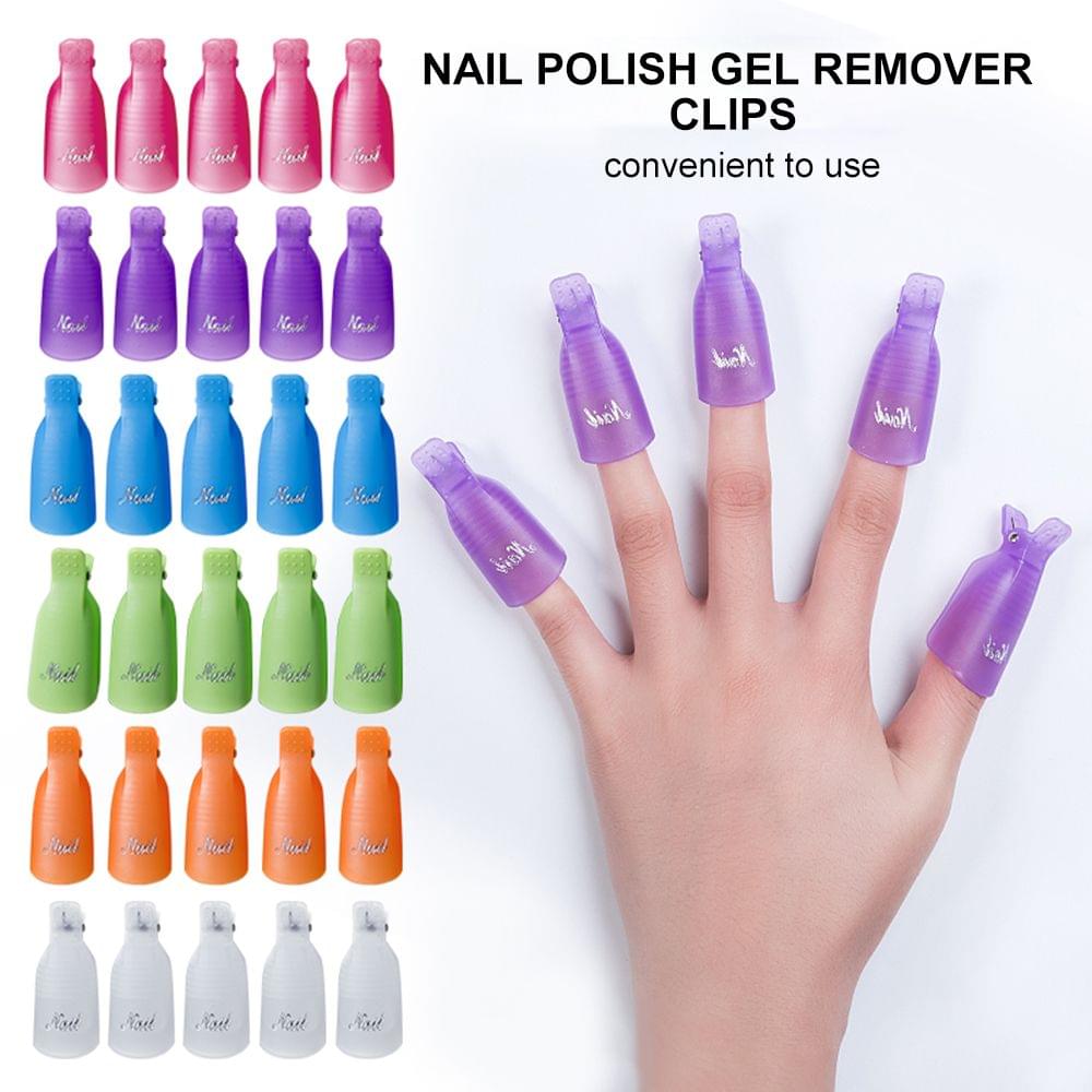 50 / 100 PCS Plastic Acrylic Nail Polish Gel Remover Clips - 100pcs