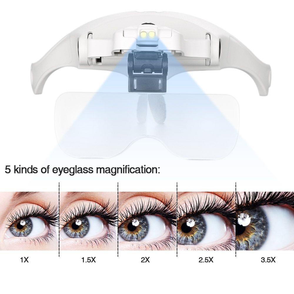 Magnifier Glasses for Eyelash Extension Loupe Headband Light