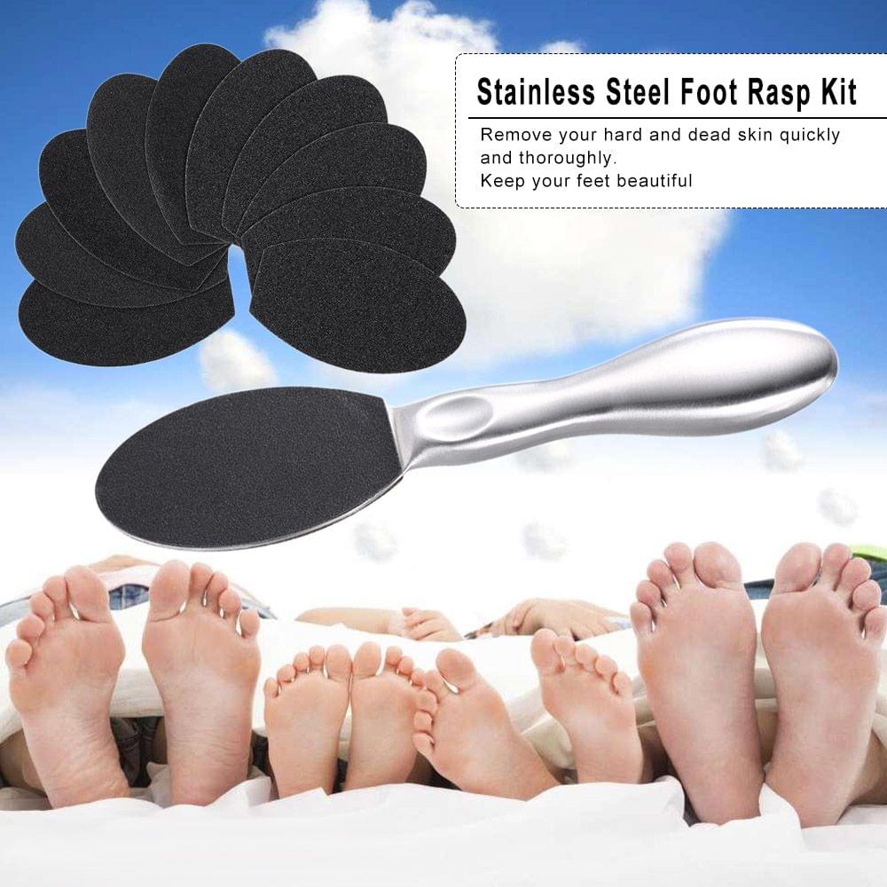 Stainless Steel Foot Rasp Kit 1 Double Side Foot File+10pcs