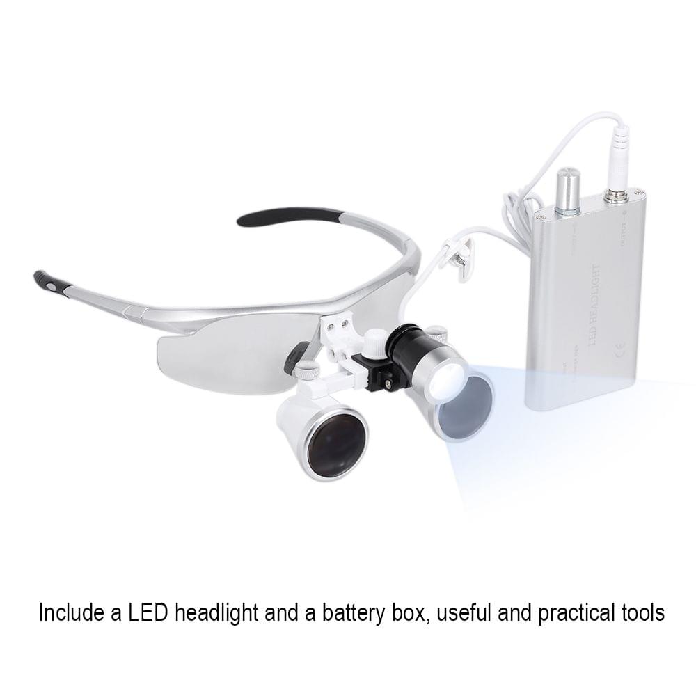 3.5*420mm Dental Binocular Loupes Magnifier Portable LED - EU Plug