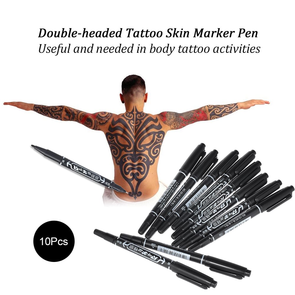 10Pcs Double-headed Tattoo Skin Marker Pen Tattooing