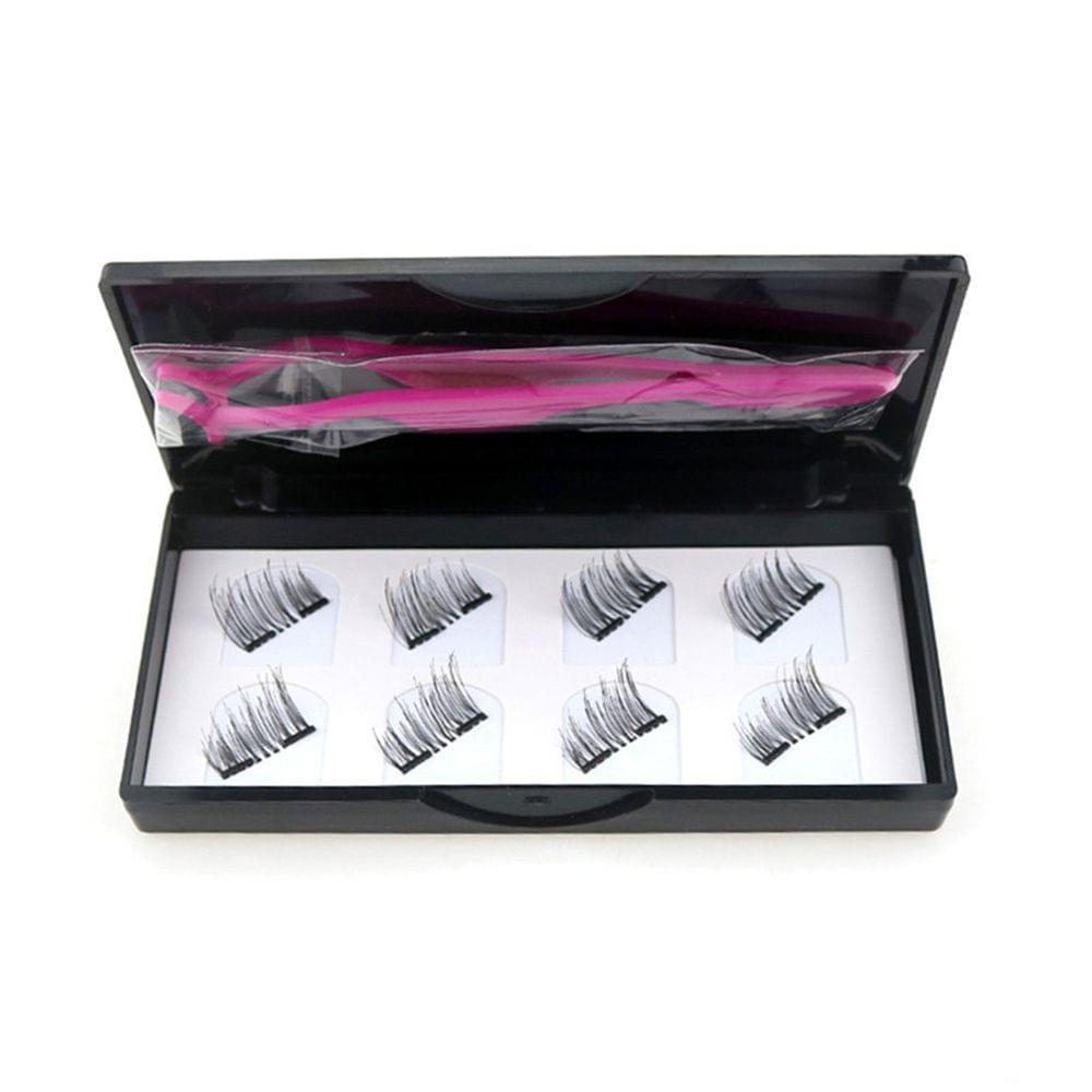 Fashion Magnetic Lashes Reusable 3D False Eyelashes Tweezers