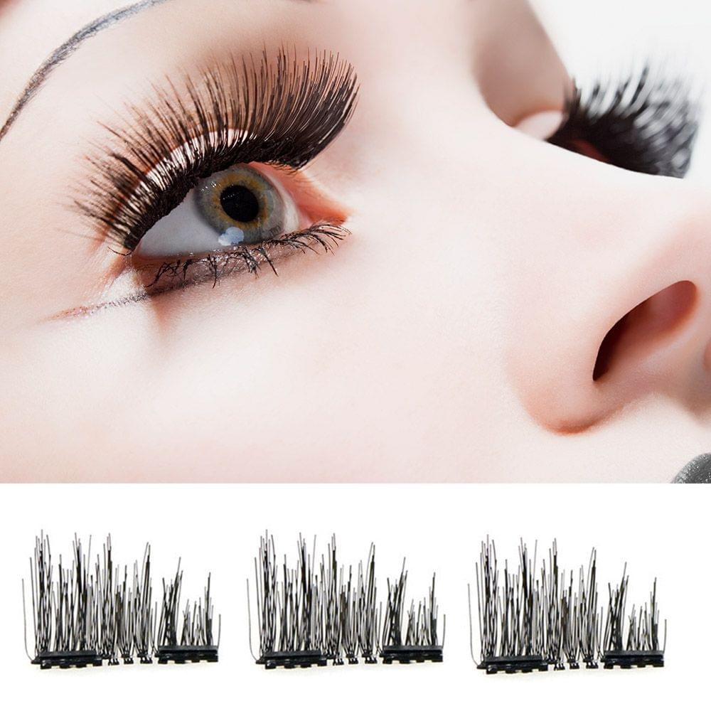 Fashion Magnetic Lashes Reusable 3D False Eyelashes Tweezers