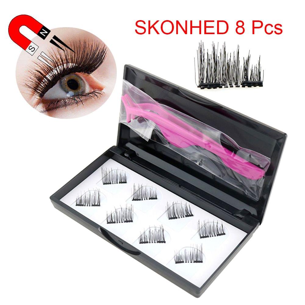 Fashion Magnetic Lashes Reusable 3D False Eyelashes Tweezers