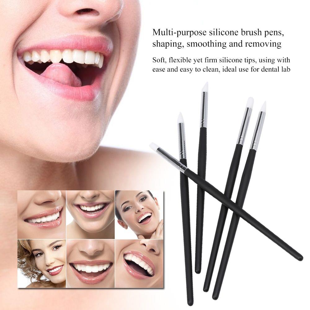 5 Pcs Dental Silicone Brush Pens Dental Shaping Tooth Tool (White)