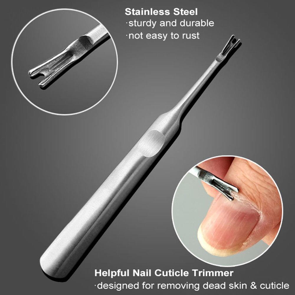 2Pcs Stainless Steel Double-ended Nail Pusher & Nail Cuticle