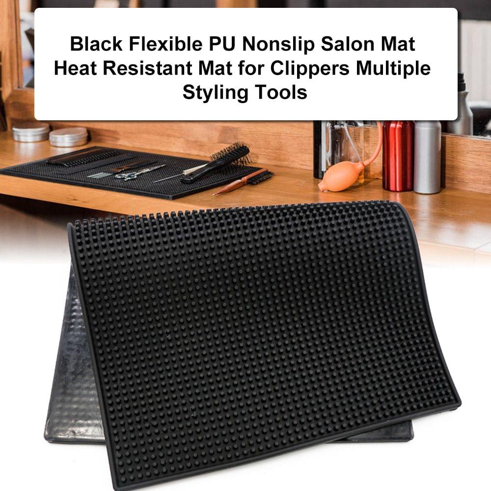 Black Flexible PU Nonslip Salon Mat Heat Resistant Mat for