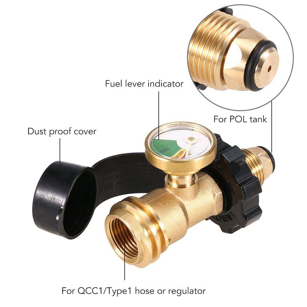 Lixada Propane Tank Adapter Solid Brass Regulator Valve - With gauge