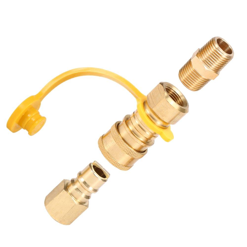 Solid Brass 3/8-Inch NPT Natural Gas Quick Connect Fittings - 1