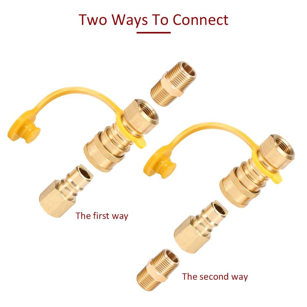 Solid Brass 3/8-Inch NPT Natural Gas Quick Connect Fittings - 1