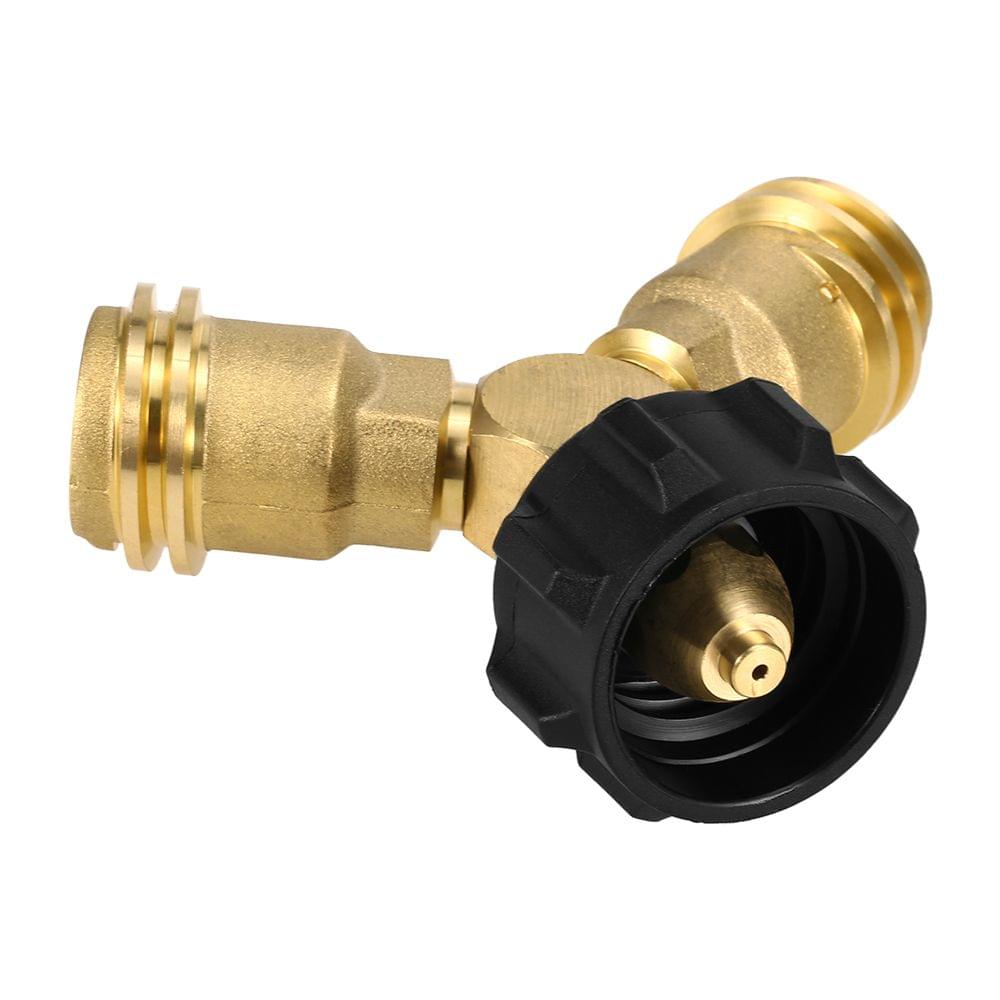 Propane Tank Y-Splitter Adapter Two Way LPG Adapter Tee - 2