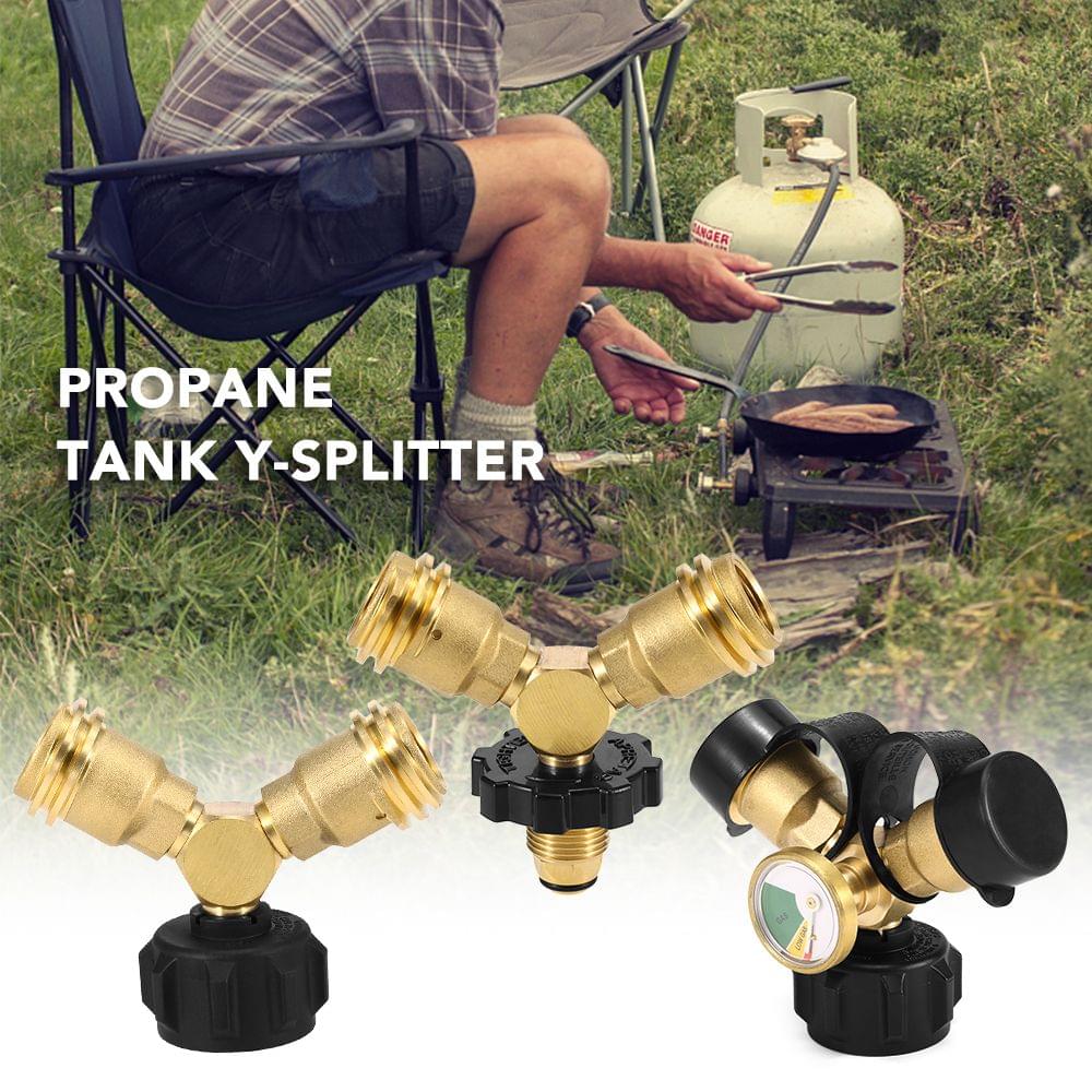 Propane Tank Y-Splitter Adapter Two Way LPG Adapter Tee - 2