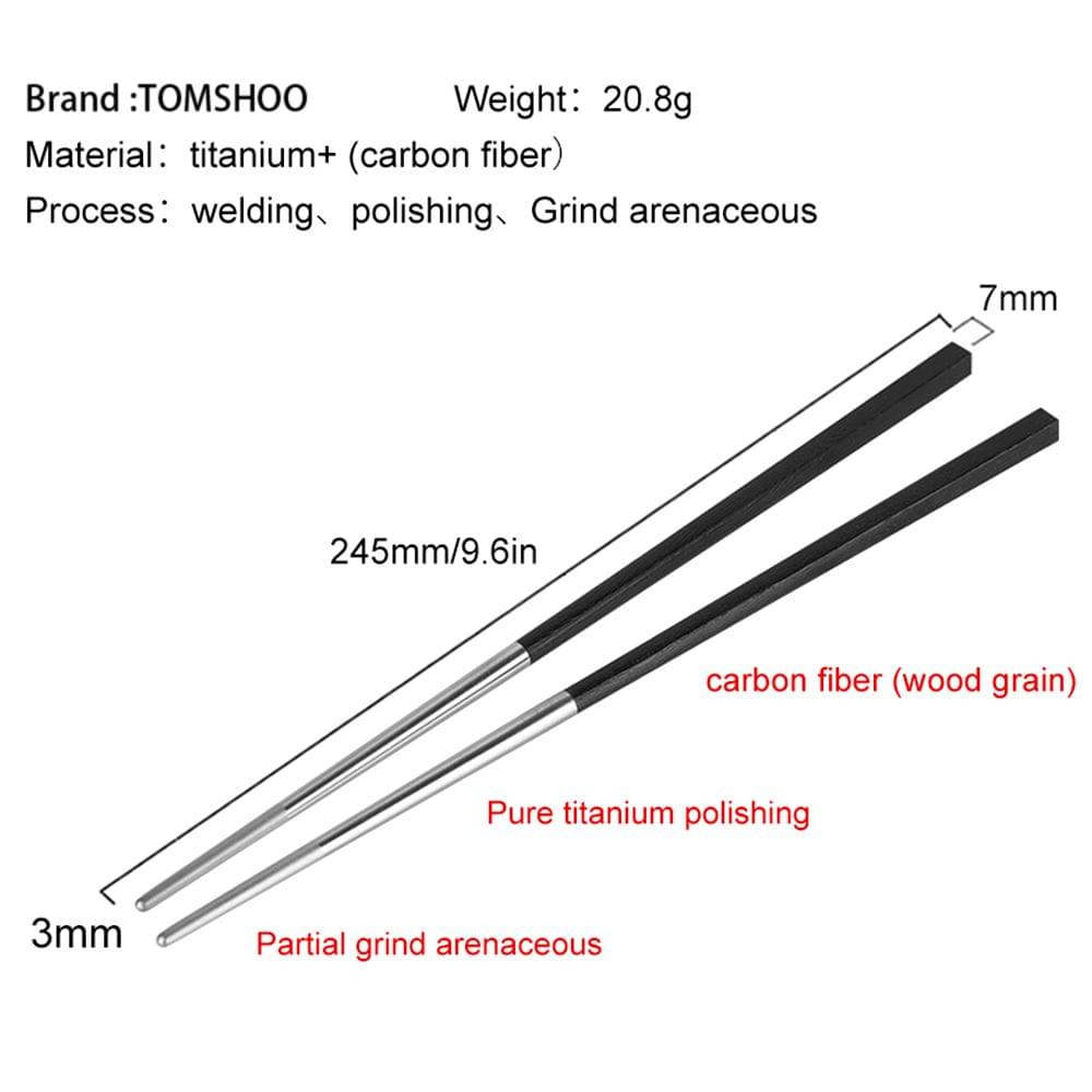 Titanium Chopsticks with Carbon Fiber 5 Pairs