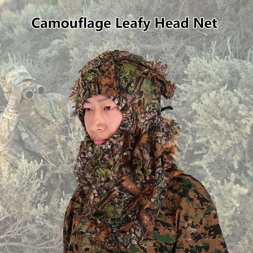 Camouflage Leafy Hunting Ghillie Hood Green Leafy Head Net