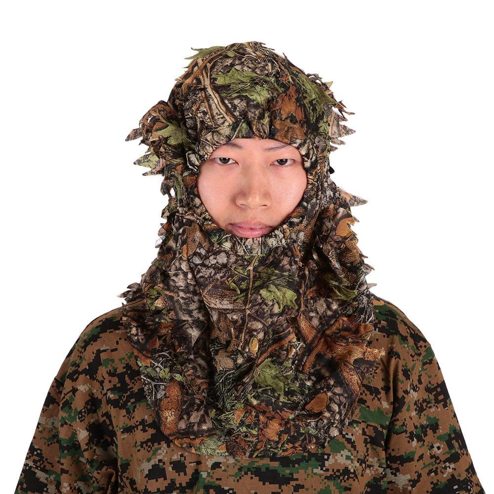 Camouflage Leafy Hunting Ghillie Hood Green Leafy Head Net