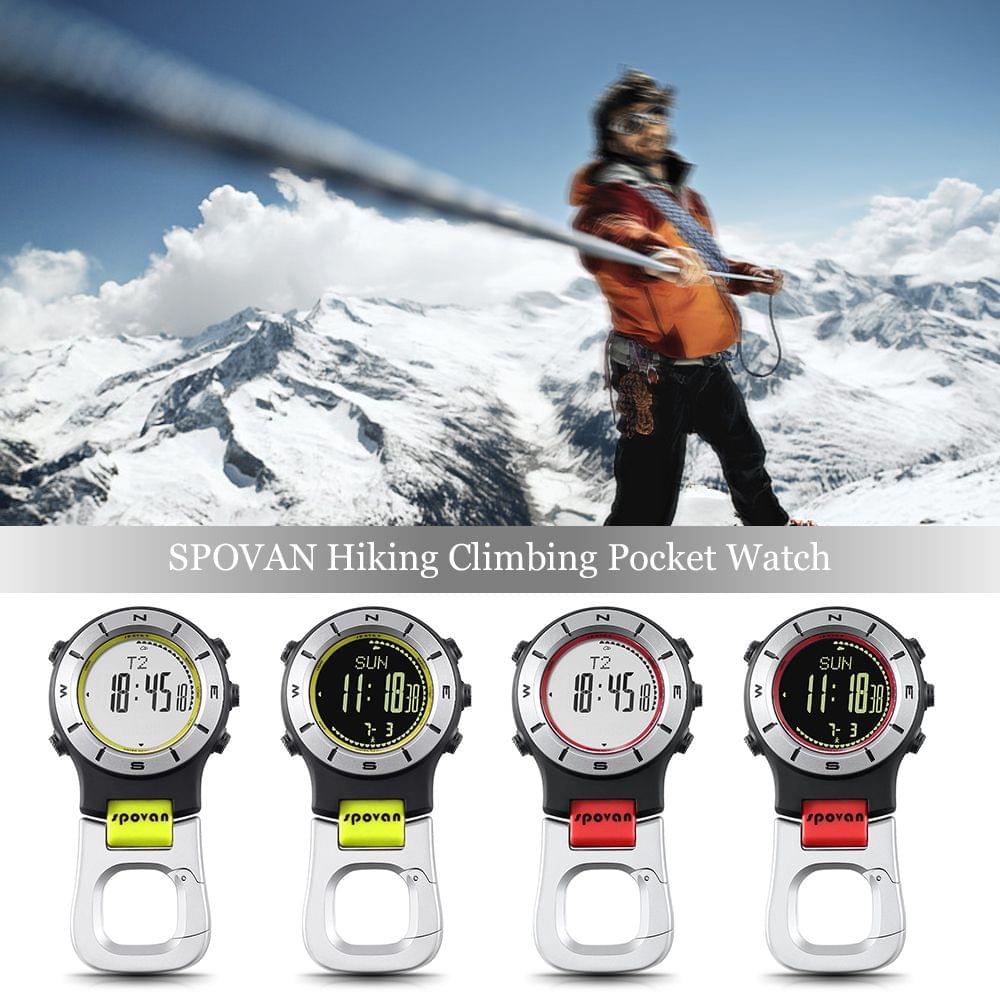 Smart Watch Altimeter Barometer Compass LED Clip - Red Black