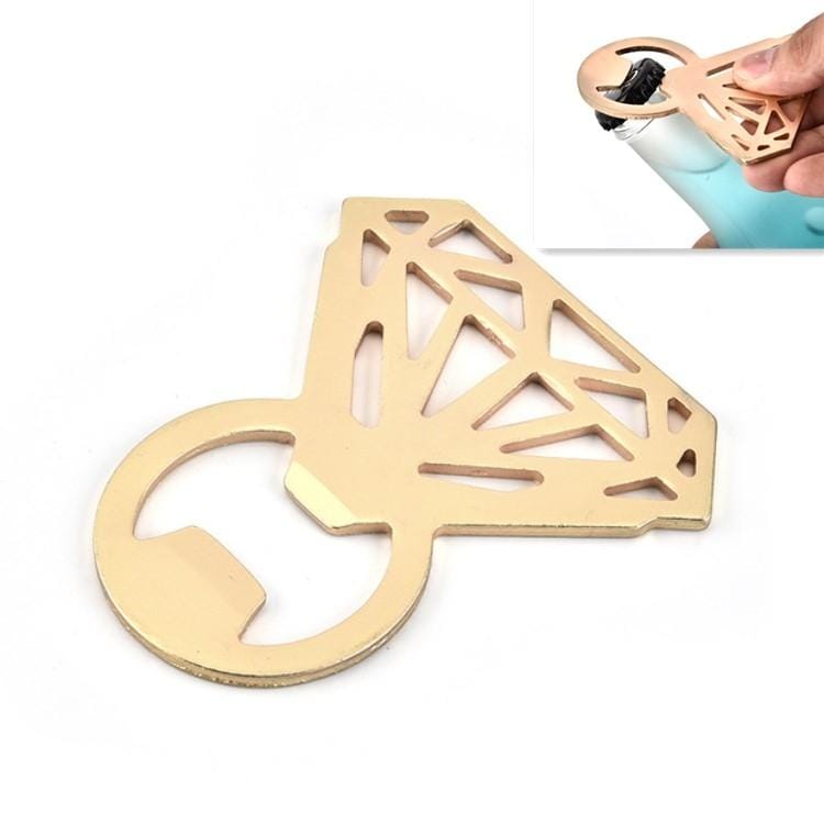 2 PCS Home Kitchen Creative Gadget Stainless Steel Diamond Beer Bottle Opener, Color:Gold-plated