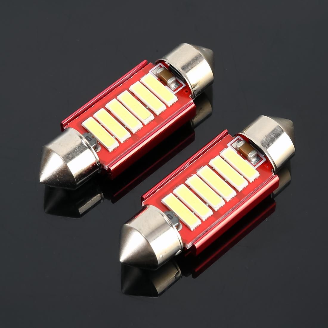 2 PCS 2W 100 LM 6000K 36MM 6 SMD-7020 LEDs Bicuspid Port Decoding Car Dome Lamp LED Reading Light, DC 12V (White Light)