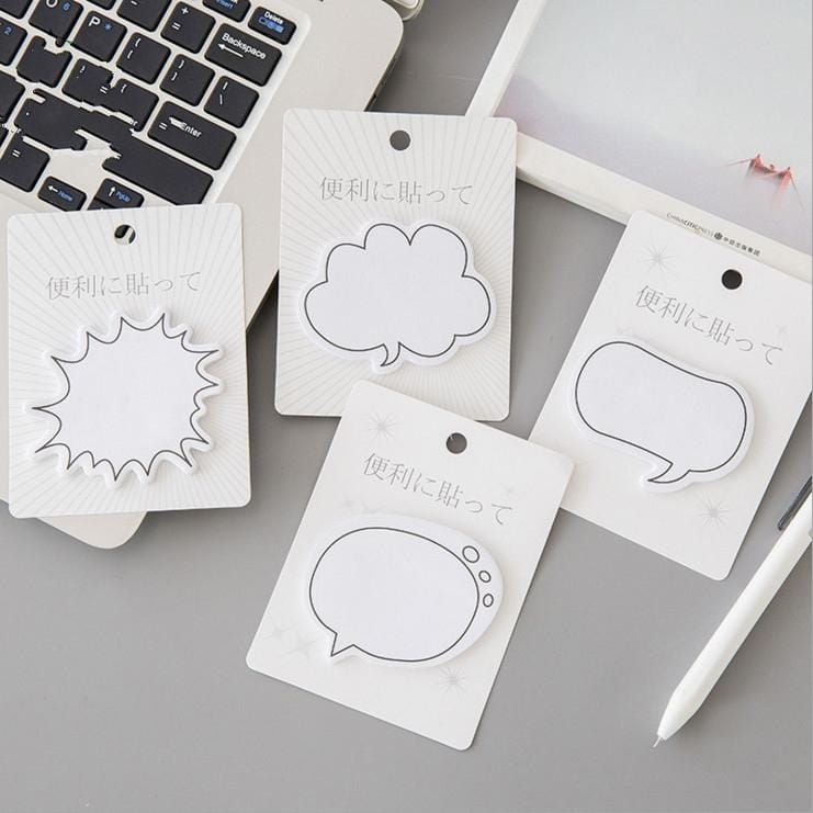 4 PCS Creative Simple Dialog Box Series Post-it Notes Small Account Fresh Messages N Times Posts (Rectangle)