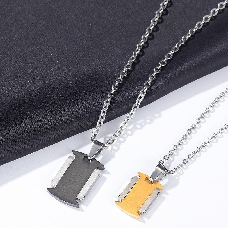 OPK 1689 Square Brand Titanium Steel Couple Necklace Men and Women Pendant Clavicle Chain, Style:Women Pendant + Chain