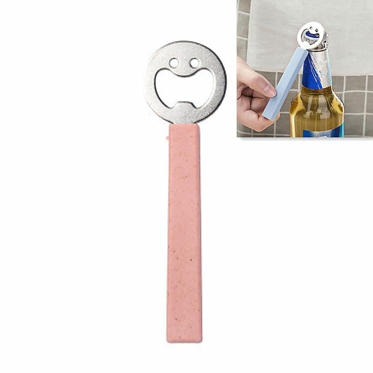 Stainless Steel Multifunctional Smiley Bottle Opener Creative Drink Bottle Opener (Pink)