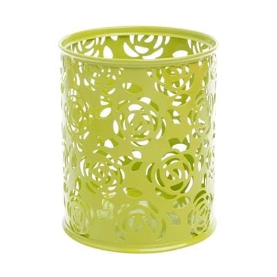 Hollow Flower Brush Storage Pen Pencil Pot Holder Container Desk Organizer (Green)