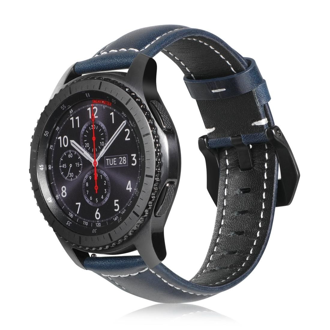 For Samsung Galaxy Watch Active 2 22mm Tree Leather Sports Strap (Mazarine)