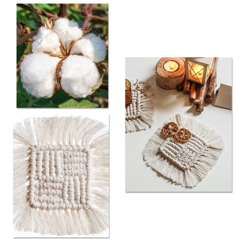 Simple Square Woven Cotton Rope Tassel Tea Coaster Insulation Pad Anti-scalding Placemat Table Decoration
