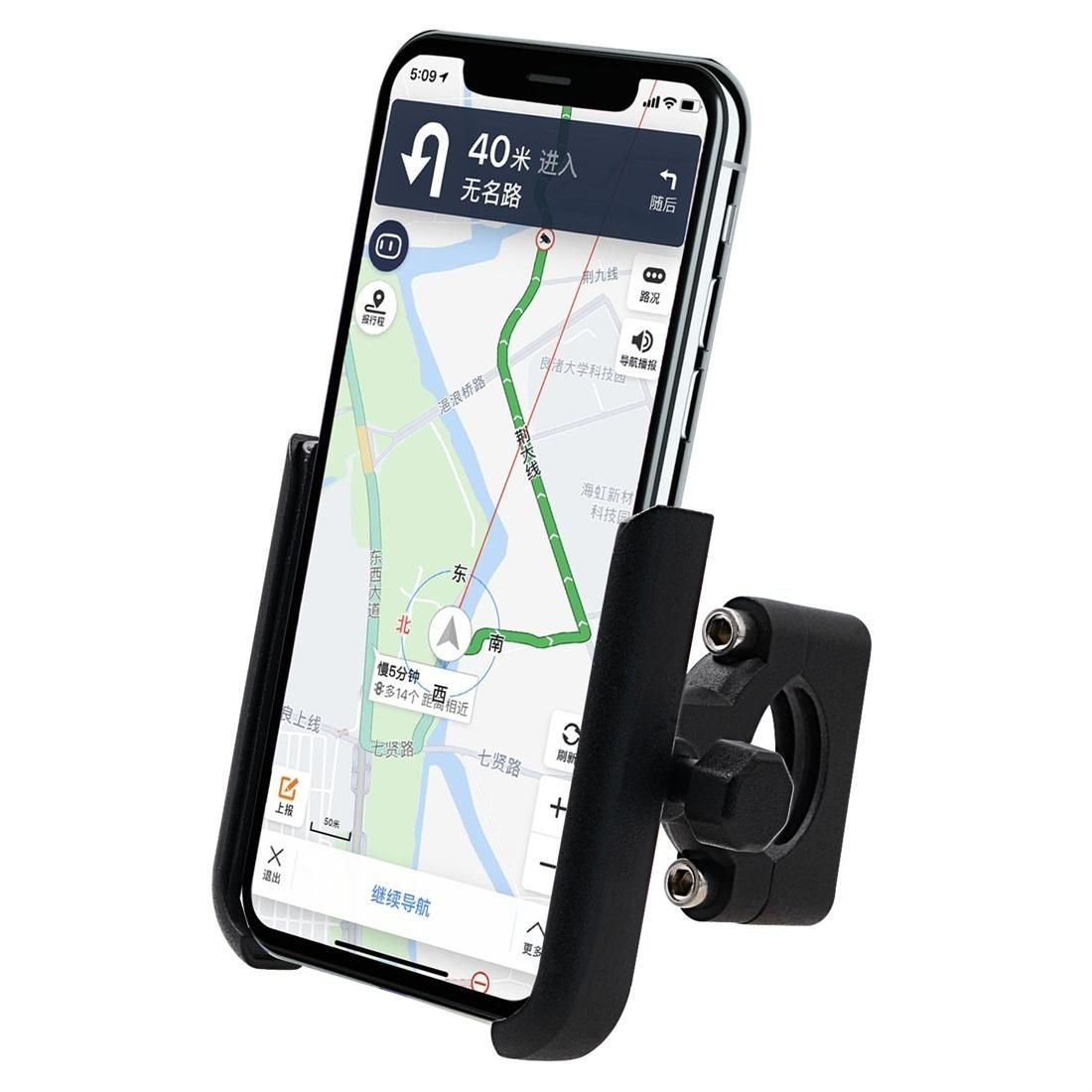 Motorcycle Aluminium Alloy Mobile Phone Holder Bracket, Handlebar Version (Black)