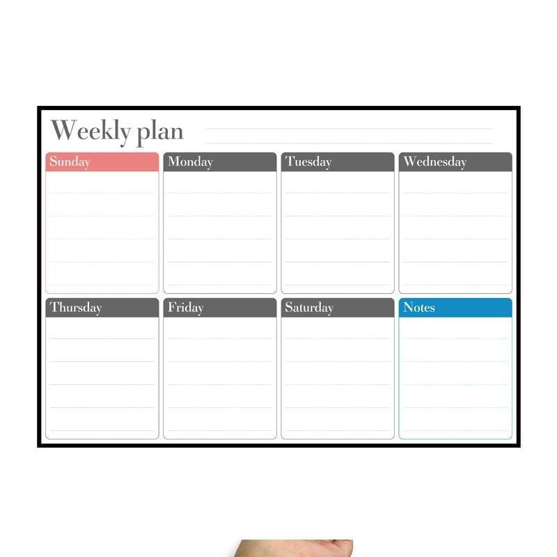 Magnetic Weekly Plan Refrigerator Magnet PET Magnetic Soft Whiteboard, Size: 29.7cm x 42cm (White)