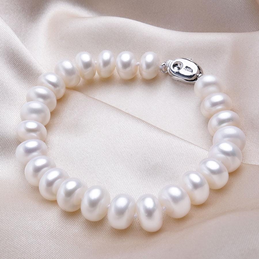 Women Natural Freshwater Pearl Bracelets Jewelry, Length:7-8mm (white pearl)