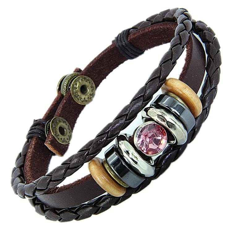 Lover Bracelets Cool Men Woman Soft PU Leather Bracelet (Pink)
