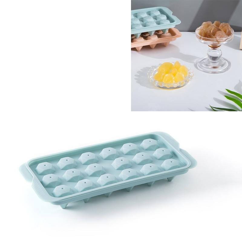 Household DIY Diamond Ice Cube Refrigerator Homemade Plastic Ice Cube Mold Ice Box (Blue)