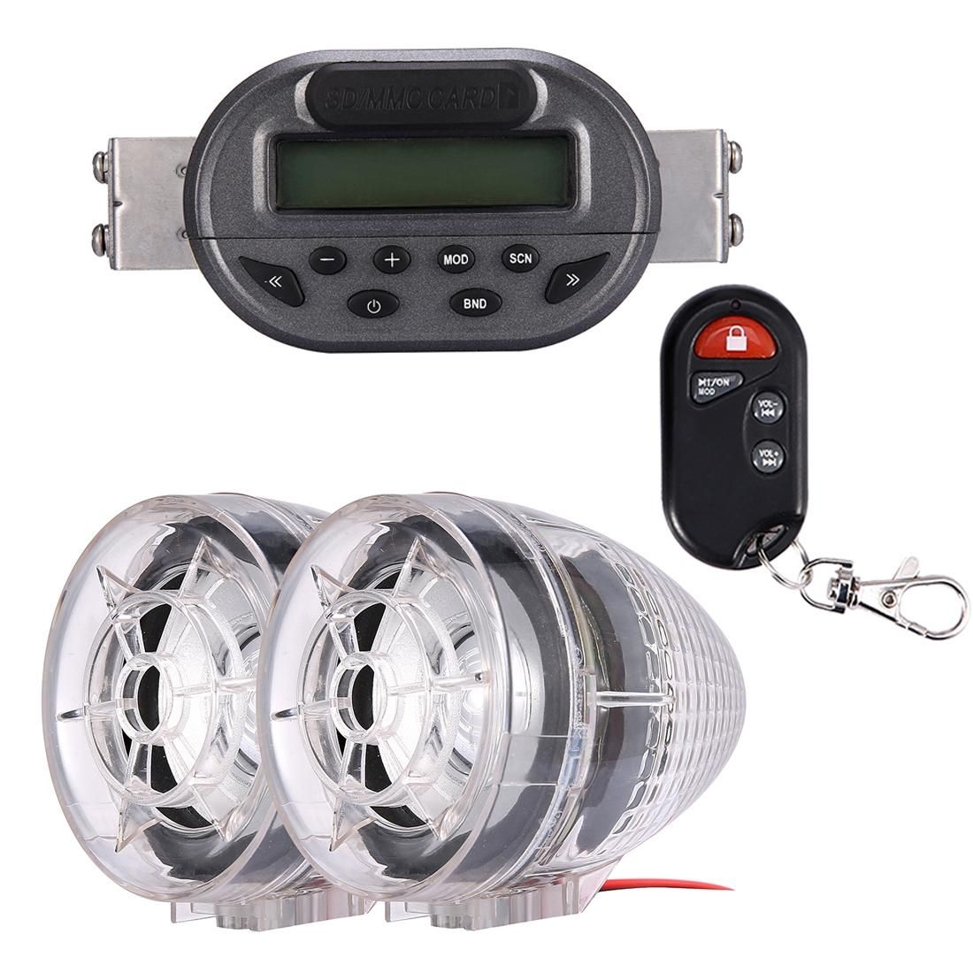 FEYCH MTF-005 Motorcycle Audio Anti-theft Alarm Guard with FM Radio MP3 Player and USB Mobile Charge (Transparent)