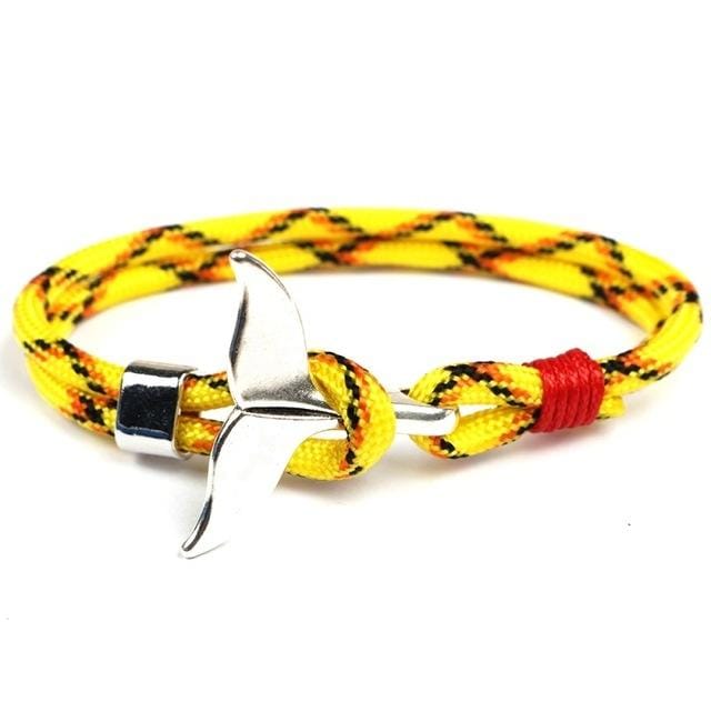 Whale Tail Anchor Charm Nautical Survival Rope Chain Bracelets (Yellow)