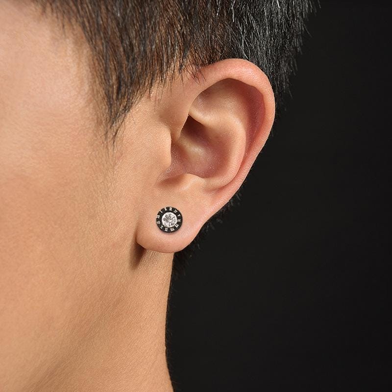 5 Pairs OPK 600 Street Retro Men Numerals Round Diamond Earrings