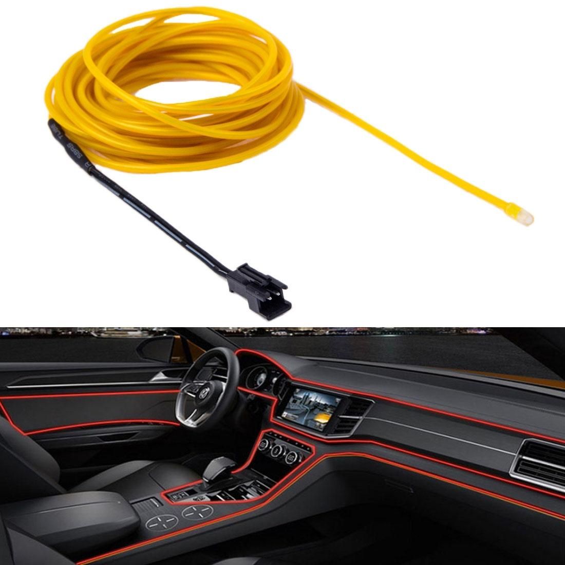 Waterproof Round Flexible Car Strip Light with Driver for Car Decoration, Length: 5m (Yellow)
