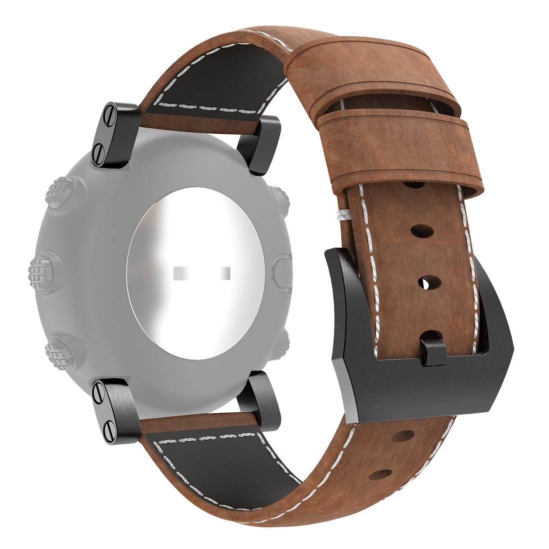 For Sunnto Black Core Series Crazy Horse Texture Genuine Leather Watch Bands, Width: 22mm (Brown)