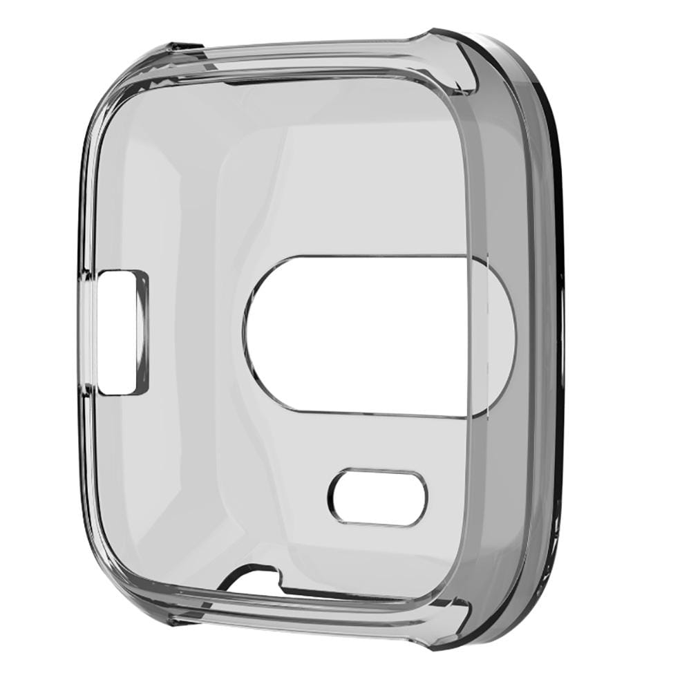 For Fitbit Versa Lite Smart Watch Silicone Protective Case (Transparent Black)