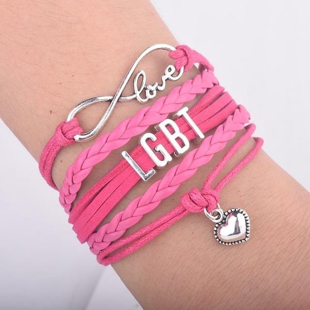 LGBT Words Rainbow Bracelet (Rose)