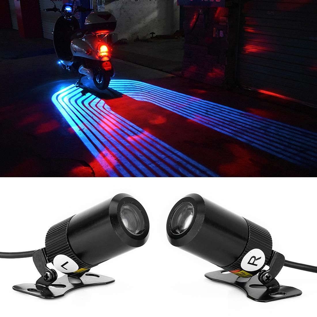 2 PCS DC 8-36V 3W Motorcycle LED Projection Lamp Light, Cable Length: 2.4m (Ice Blue Light)