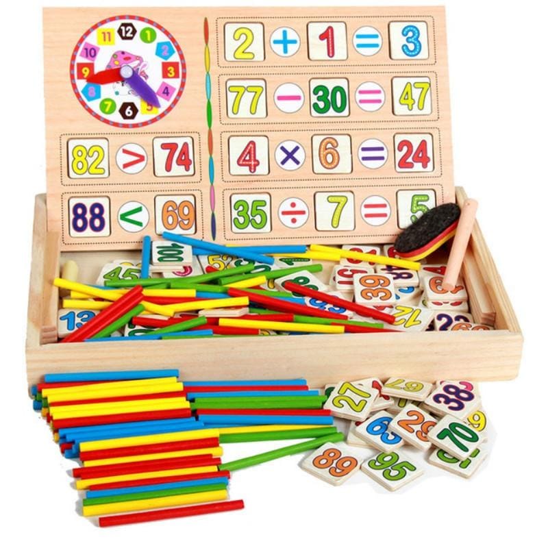 Early Childhood Education Wooden Multi-functional Digital Operation Box Digital Stick Baby Learning Box Desktop Puzzle Toy (As Show)