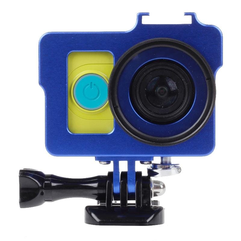 Housing Shell Metal Protective Cage with Basic Mount + Screw + UV Lens Filter for Xiaoyi (Blue)